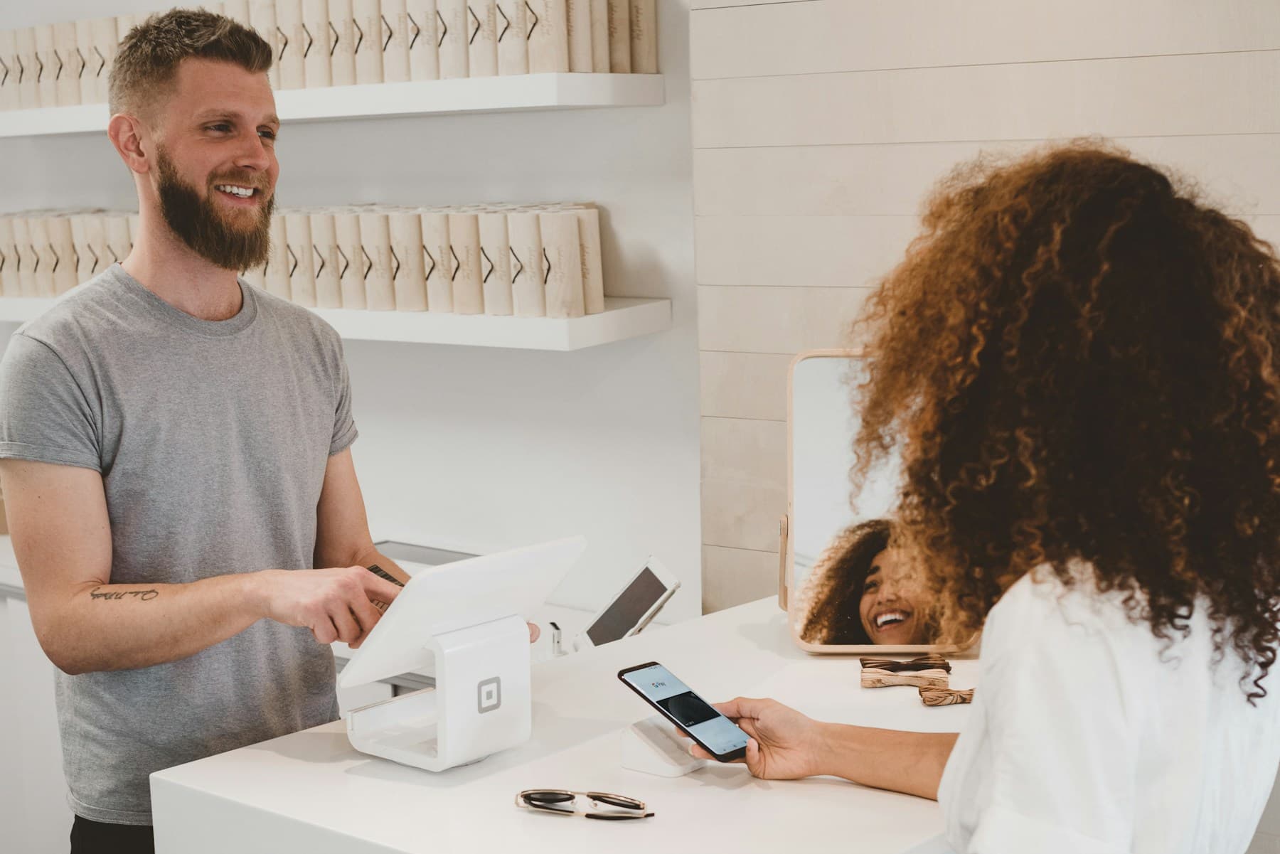 Merchant accepting a card payment at checkout
